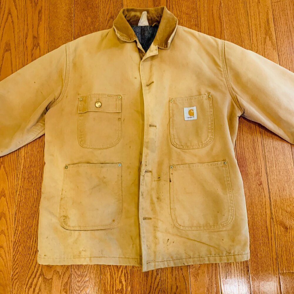 Vintage Distressed Carhartt Blanket Lined Chore Jacket Coat Size Large - Picture 3 of 16
